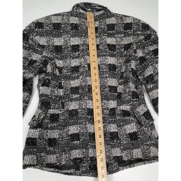 VTG ALBERTO MAKALI Womens SIZE 6 Black/White Tweed  JACKET Jewels Buttons *Flaw* - Picture 6 of 9